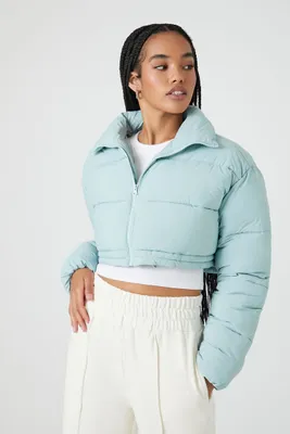 Women's Cropped Puffer Jacket Blue Mist