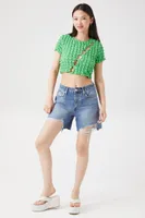 Women's Textured Cutout Crop Top