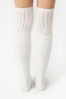 Over-the-Knee Pointelle Knit Socks in White