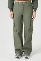 Women's Mid-Rise Straight-Leg Cargo Pants in Olive Large