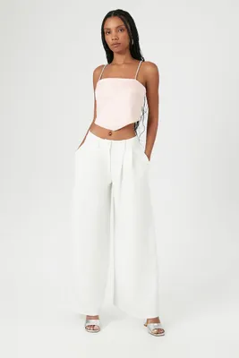 Women's High-Rise Wide-Leg Pants in White Medium