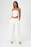 Women's High-Rise Wide-Leg Pants in White Large