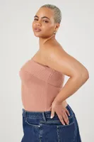 Women's Sweater-Knit Tube Top in Almond, 0X