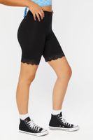 Women's Lace-Trim Biker Shorts in Black Small