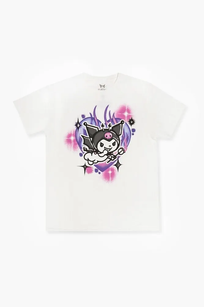 Men Kuromi Graffiti Graphic Tee in White, XXL