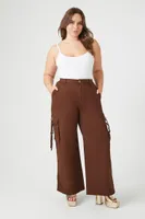 Women's Wide-Leg Cargo Pants in Brown, 2X