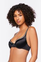 Women's Satin Rhinestone Bra in Black/Silver Medium