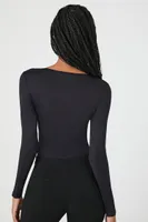 Women's Bustier Long-Sleeve Bodysuit in Black Large