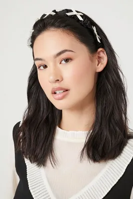 Ruched Bow Headband in Black