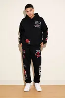 Men Chicago Bulls Embroidered Hoodie in Black Large