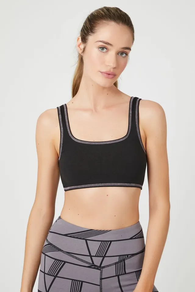 Forever 21 Women's Seamless Racerback Sports Bra in Black Large