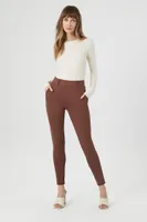 Women's Ponte Knit Capri Leggings in Brown Small