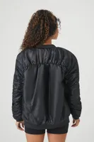 Women's Faux Shearling Bomber Jacket in Black Small