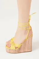 Women's Lace-Up Platform Wedges Yellow,