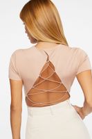 Women's Strappy Caged Bodysuit in Walnut, XS