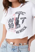 Women's Rock Graphic Caged T-Shirt in White Large