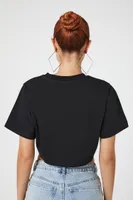 Women's Au Revoir Graphic Cropped T-Shirt in Black, XS