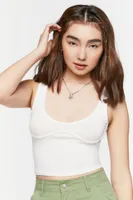 Women's Sleeveless Underbust Crop Top in White Medium