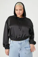 Women's Satin Cropped Hoodie