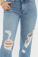 Women's Recycled Cotton Distressed Mid-Rise Baggy Jeans Medium Denim,