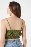 Women's Ruffle-Trim Cropped Cami in Olive Large