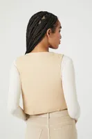 Women's Cropped Cargo Vest in Khaki Small