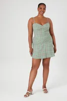 Women's Plaid A-Line Mini Skirt in Green, 0X