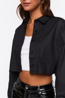 Women's Cropped Drop-Sleeve Shirt in Black Small