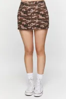 Women's Twill Camo Mini Skirt in Olive Small