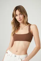 Women's Sweater-Knit Cropped Tank Top in Brown, XL