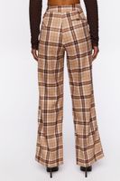 Women's Plaid Straight-Leg Pants in Brown Large