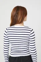 Women's Striped Seamless Top in White/Navy Large