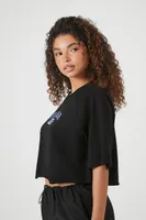 Women's Cropped Melrose Graphic T-Shirt Black,