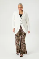 Women's Chenille Cardigan Sweater in White, 2X