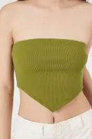 Women's Ribbed Knit Tube Top in Olive Large