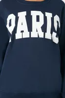 Women's Fleece Paris Graphic Pullover Navy