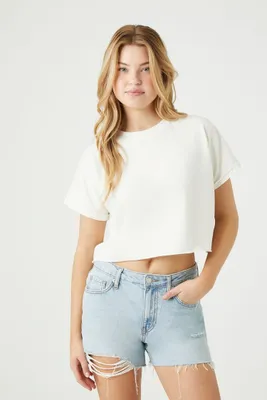 Women's Cotton Cropped T-Shirt in Vanilla, XL