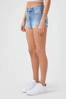 Women's Distressed Mid-Rise Denim Shorts in Medium Denim, 28