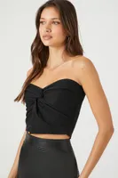 Women's Cropped Sweetheart Tube Top in Black Large