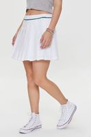 Women's Pleated Mini Skirt in White/Green Small