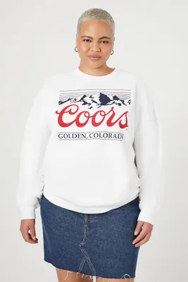 Women's Coors Graphic Pullover in White, 0X