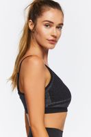 Women's Seamless Glitter Sports Bra in Black/Silver, M/L