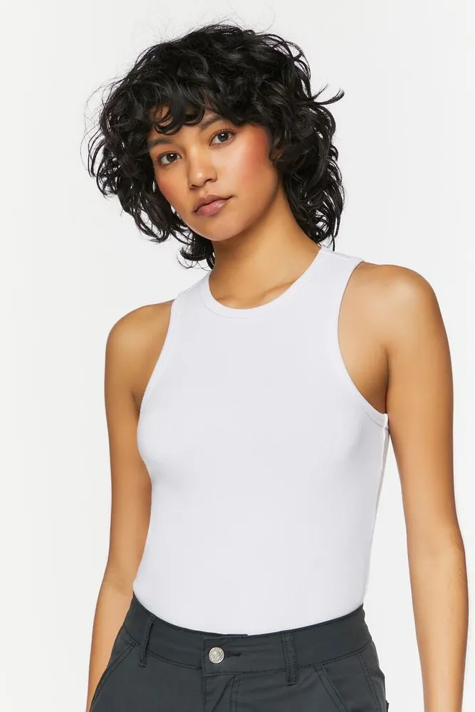 Women's Heathered Sleeveless Bodysuit in White, XS