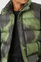 Men Cloud Wash Puffer Vest Black/Olive