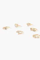 Women's Rhinestone Ring Set in Gold/Clear, 6