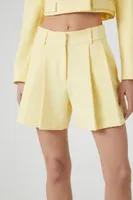 Women's Pleated Trouser Shorts in Yellow Medium