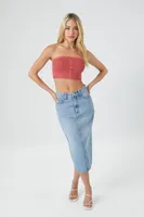 Women's Sweater-Knit Cropped Tube Top Faded