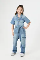 Girls Denim Jumpsuit (Kids) Medium Denim,