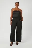 Women's Satin Wide-Leg Pants in Black, 0X