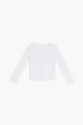 Girls Ruched Button-Front Top (Kids) White,